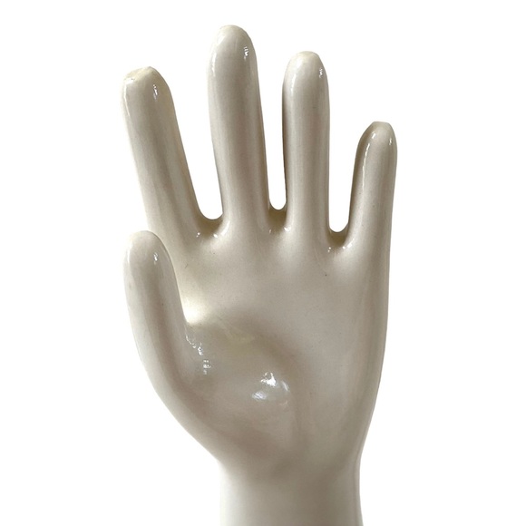 FISHS EDDY CERAMIC OFF-WHITE SMALL HAND FIGURINE 7 1/2”H x 2 3/4”L RARE FIND - Picture 3 of 6